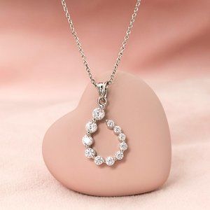 Teardrop Pendant Necklace, 14K Gold Plated Necklace, Anniversary Jewelry Wife